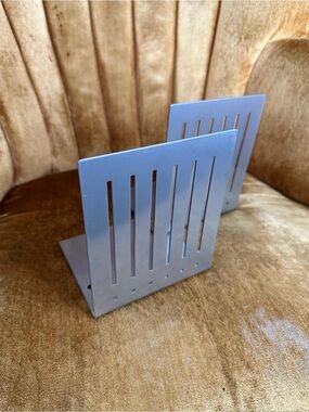 Vintage 80s Spectrum Designs Industrial Metal Rectangular Bookends Made in USA